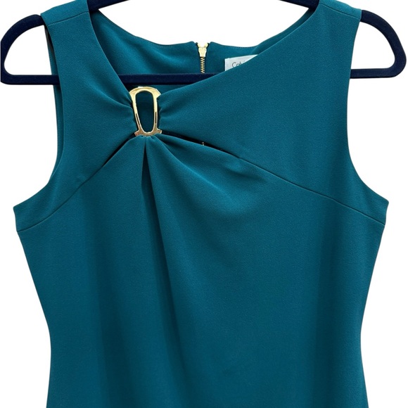 Calvin Klein Teal Midi Dress with Gold Accent - Picture 4 of 7